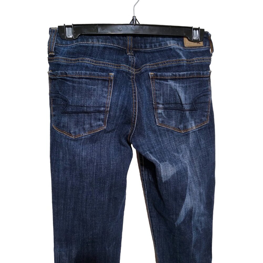 AE American Eagle Thrashed Jeans High Rise Skinny Stretch Size 2 - 27W 33L Denim